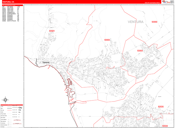 Ventura Map Red Line Style