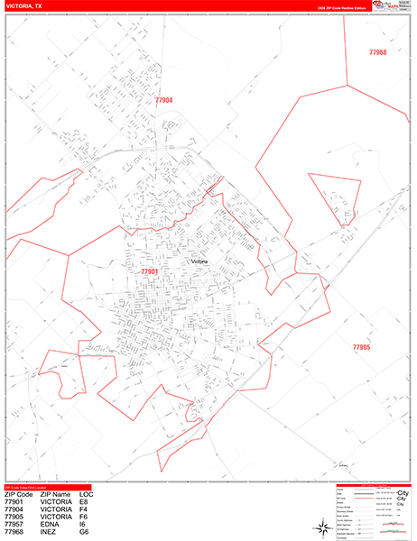 Victoria, TX Zip Code Map
