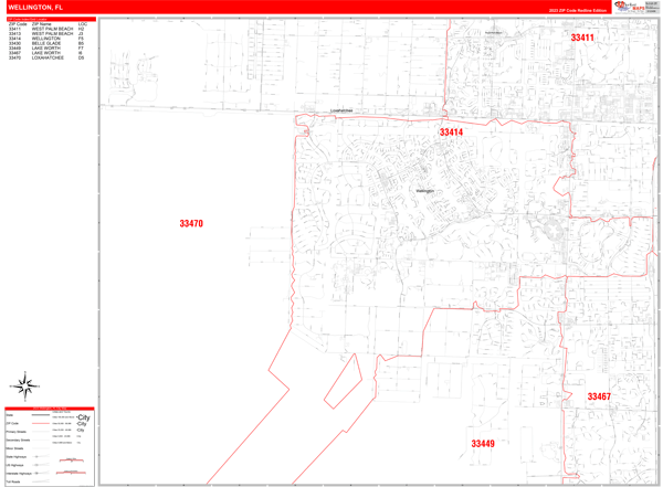 Wellington City Digital Map Red Line Style