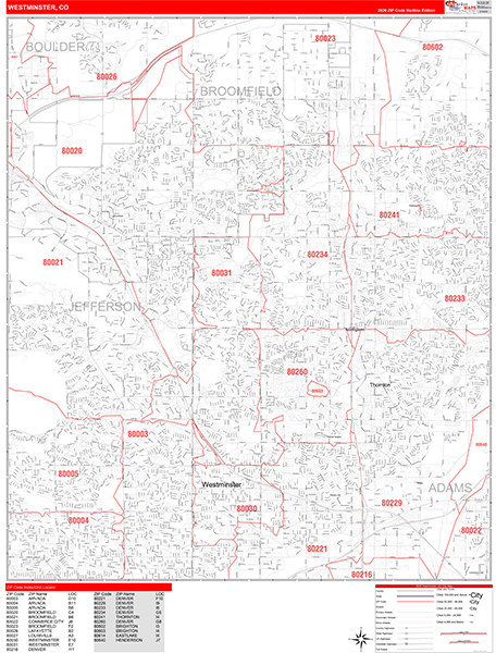 Westminster, CO Zip Code Map