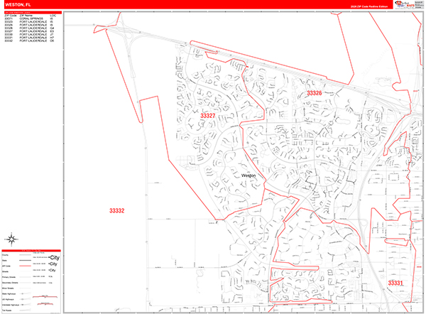 Weston, FL Zip Code Map