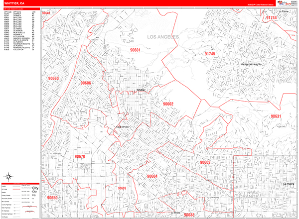 Whittier Map Red Line Style