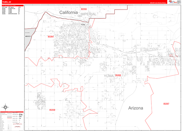 Yuma, AZ Zip Code Map