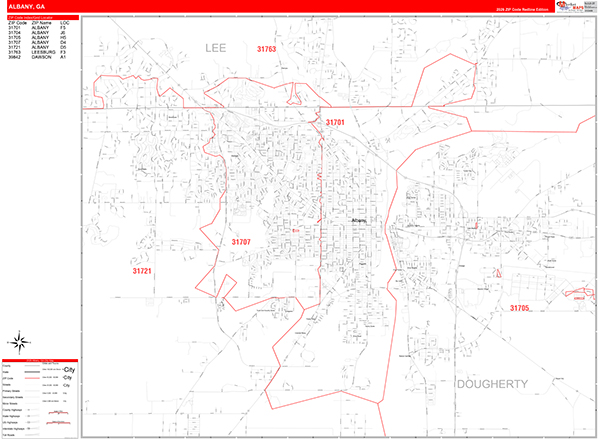 Albany Zip Code Wall Map