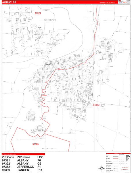 Albany Zip Code Wall Map