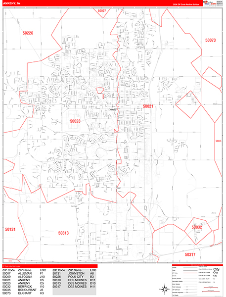 Ankeny Zip Code Wall Map