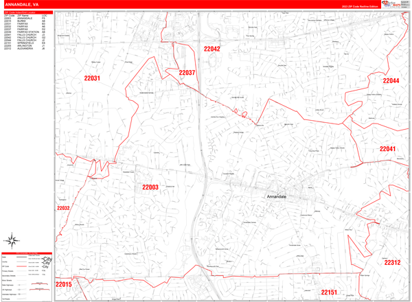 Annandale Zip Code Wall Map