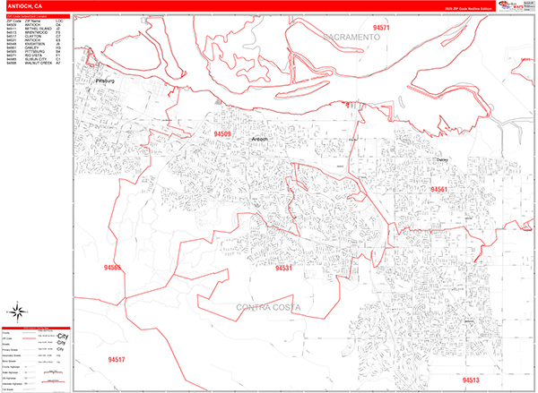Antioch Zip Code Wall Map