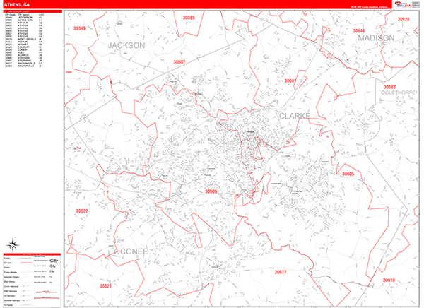 Athens Zip Code Wall Map