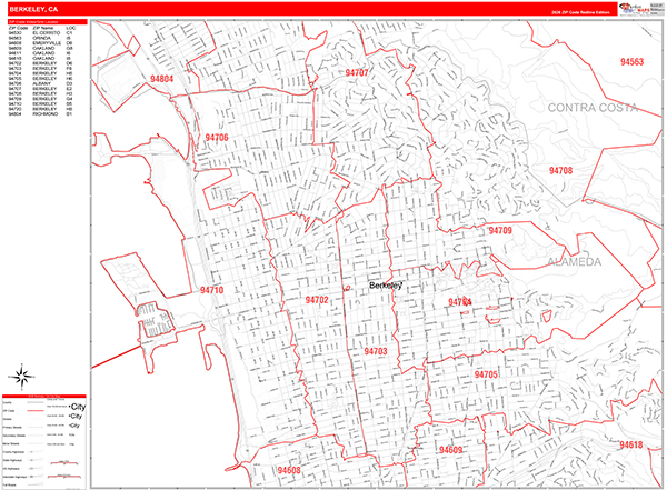 Berkeley Zip Code Wall Map