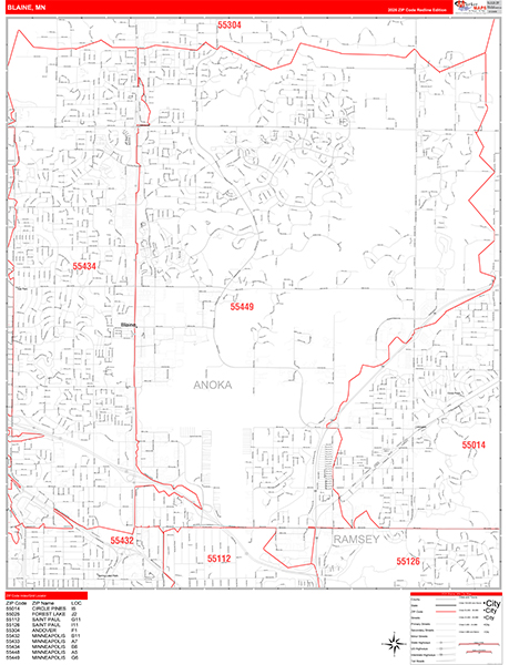 Blaine Zip Code Wall Map