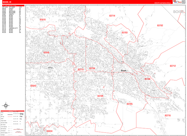 Boise Zip Code Wall Map