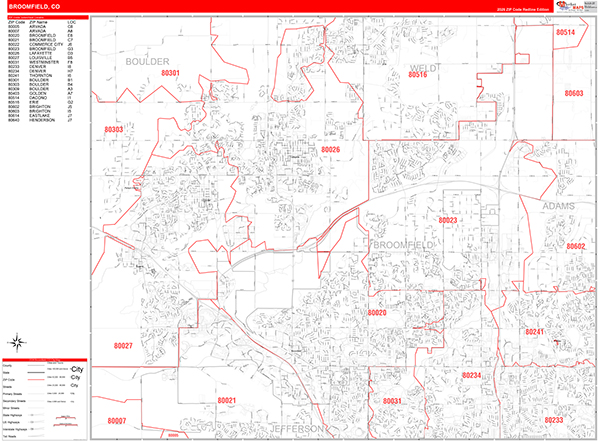 Broomfield Zip Code Wall Map