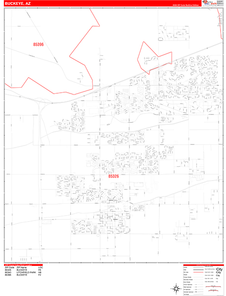 Buckeye Zip Code Wall Map