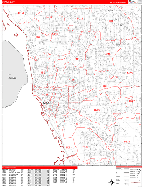 Buffalo Zip Code Wall Map