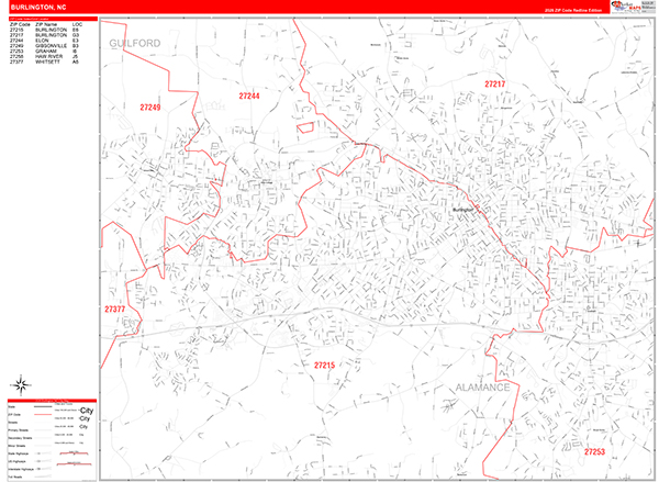 Burlington Zip Code Wall Map
