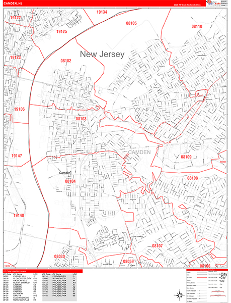 Camden Zip Code Wall Map
