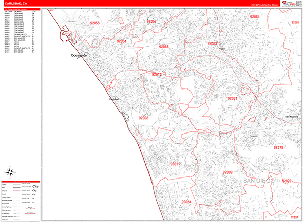 Carlsbad Zip Code Wall Map