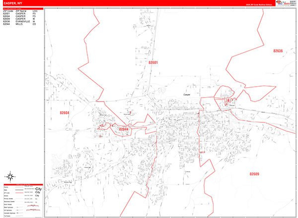 Casper Zip Code Wall Map
