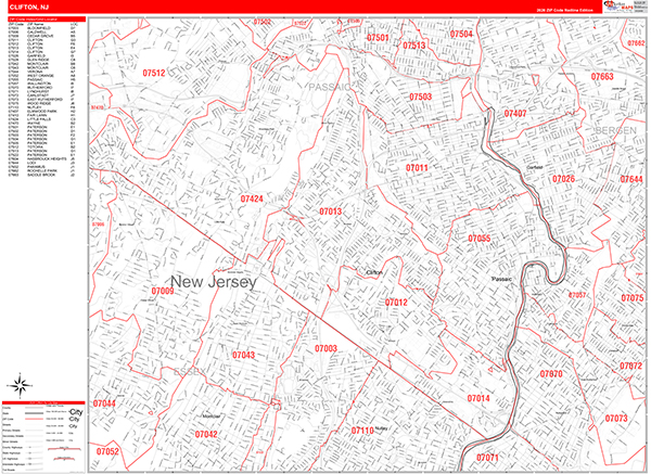 Clifton Zip Code Wall Map