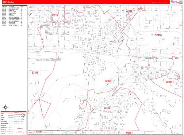 Colton Zip Code Wall Map
