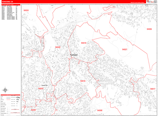 Concord Zip Code Wall Map