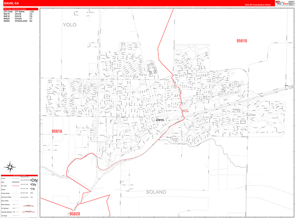 Davis Zip Code Wall Map