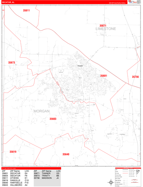 Decatur Alabama Zip Code Maps Red Line
