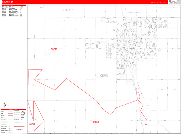 Delano Zip Code Wall Map