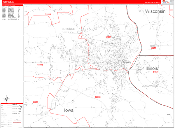 Dubuque Zip Code Wall Map