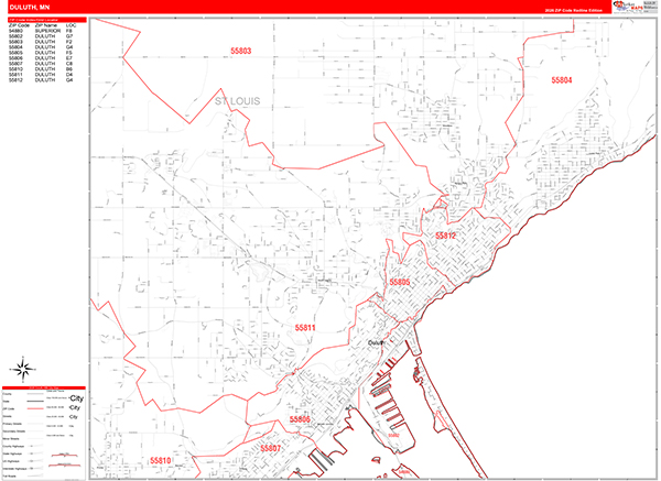 Duluth Zip Code Wall Map