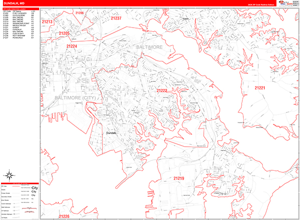 Dundalk Zip Code Wall Map