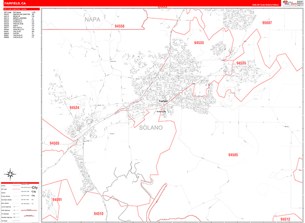 Fairfield Zip Code Wall Map