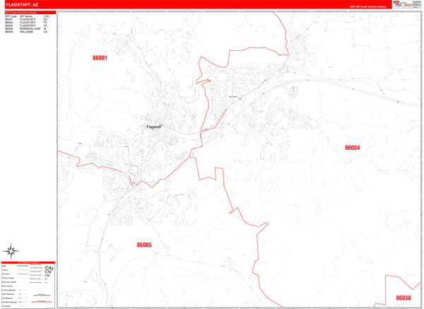 Flagstaff Arizona Zip Code Maps Red Line