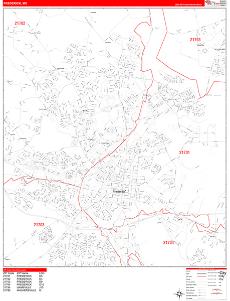 Frederick Zip Code Wall Map