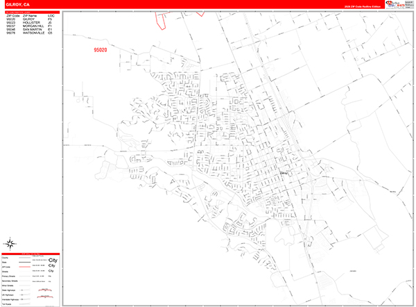 Gilroy Zip Code Wall Map