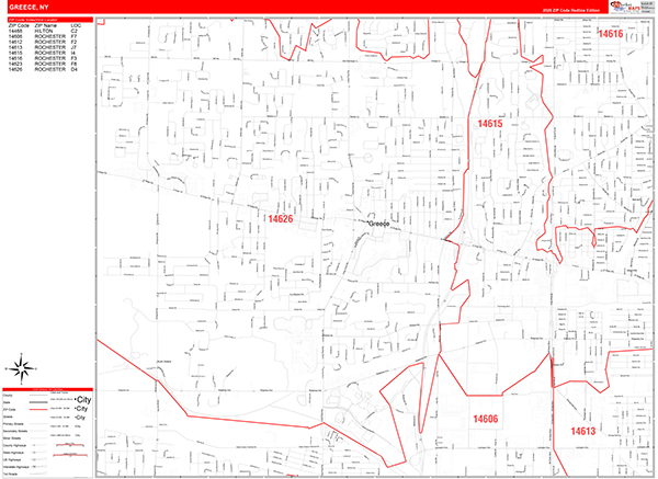 Greece Zip Code Wall Map