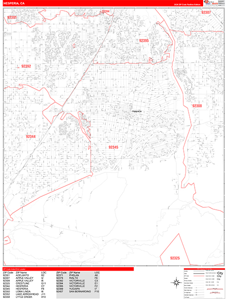 Hesperia Zip Code Wall Map
