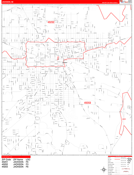 Jackson Zip Code Wall Map