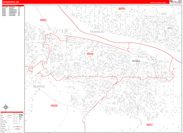 Kennewick Zip Code Wall Map
