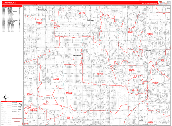 Lakewood Zip Code Wall Map