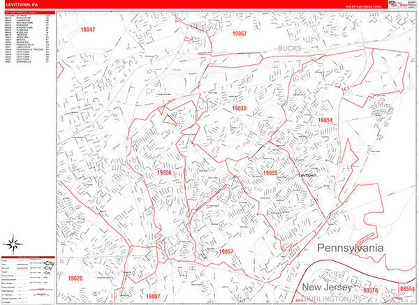Levittown Zip Code Wall Map