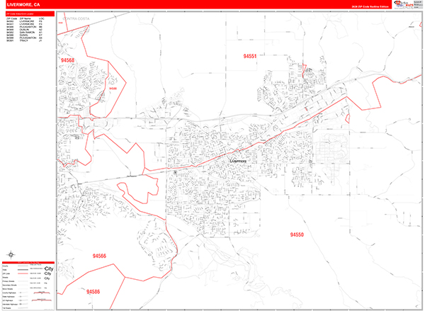 Livermore Zip Code Wall Map