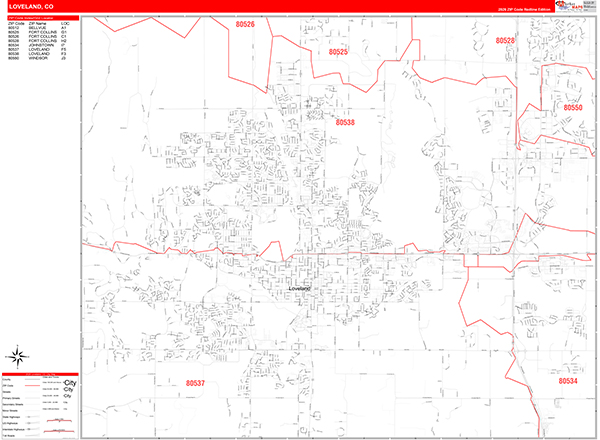 Loveland Zip Code Wall Map