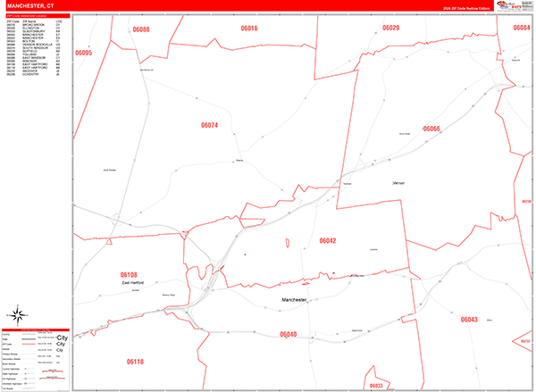Manchester Zip Code Wall Map