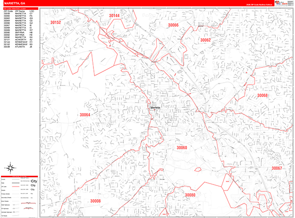 Marietta Zip Code Wall Map