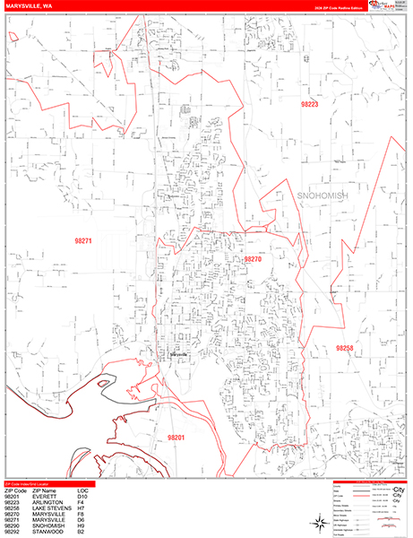 Marysville Zip Code Wall Map