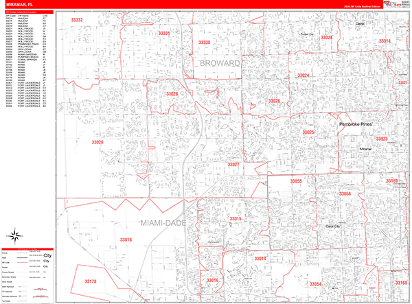 Miramar Zip Code Wall Map