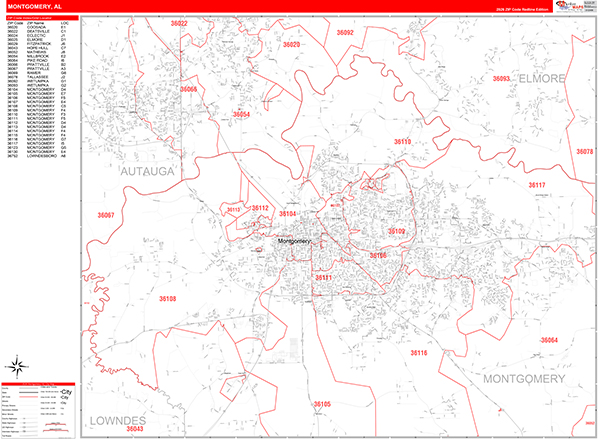 Montgomery Zip Code Wall Map
