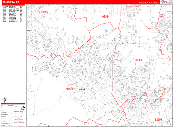 Murrieta Zip Code Wall Map